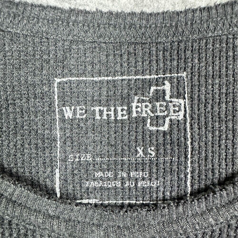 We the Free People Rockabilly Top Womens XS Gray Raglan Thermal Waffle Swing - Picture 8 of 11